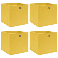 vidaXL 4x Storage Boxes Yellow Fabric Foldable Garden Chests Cases Organisers