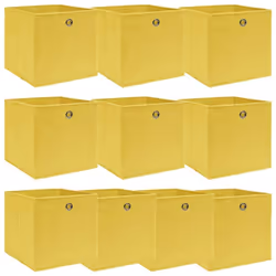 vidaXL 10x Storage Boxes Yellow Fabric Foldable Garden Chests Cases Organisers