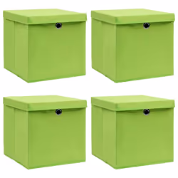 vidaXL 4x Storage Boxes with Lids Green Fabric Garden Chests Cases Organisers