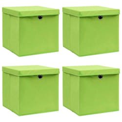 vidaXL 4x Storage Boxes with Lids Green Fabric Garden Chests Cases Organisers