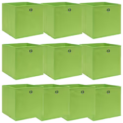 vidaXL 10x Storage Boxes Green Fabric Foldable Garden Chests Cases Organisers