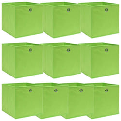 vidaXL 10x Storage Boxes Green Fabric Foldable Garden Chests Cases Organisers