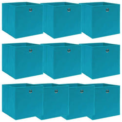 vidaXL 10x Storage Boxes Baby Blue Fabric Foldable Garden Chests Organisers