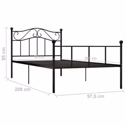 vidaXL Bed Frame Black Metal 90x200cm Elegant Classic Base Bedroom Furniture - Additional view 3