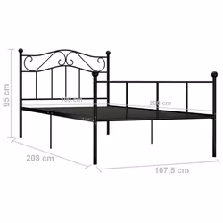 vidaXL Bed Frame Black Metal 100cm Elegant Solid Classic Bedroom Furniture - Additional view 4