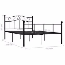 vidaXL Bed Frame Black Metal 120x200cm Elegant Solid Base Bedroom Furniture - Additional view 5