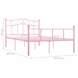 vidaXL Bed Frame Pink Metal 120x200cm Elegant Classic Base Bedroom Furniture - Additional view 6