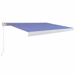 vidaXL Manual Cassette Awning Retractable Window Canopy Shade Patio Awning - blue and white, 350 x 250 cm