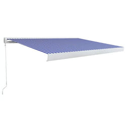 vidaXL Manual Cassette Awning Retractable Window Canopy Shade Patio Awning - blue and white, 350 x 250 cm