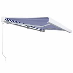 vidaXL Manual Cassette Awning Retractable Window Canopy Shade Patio Awning - blue and white, 350 x 250 cm