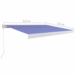 vidaXL Manual Cassette Awning Retractable Window Canopy Shade Patio Awning - blue and white, 350 x 250 cm