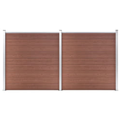 vidaXL Garden Fence WPC 353x186cm Brown Outdoor Patio Privacy Barrier Screen