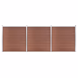vidaXL Garden Fence WPC 526x186cm Brown Outdoor Patio Privacy Barrier Screen
