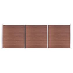 vidaXL Garden Fence WPC 526x186cm Brown Outdoor Patio Privacy Barrier Screen