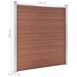 vidaXL Garden Fence WPC 699x186cm Brown Outdoor Patio Privacy Barrier Screen - Additional view 9