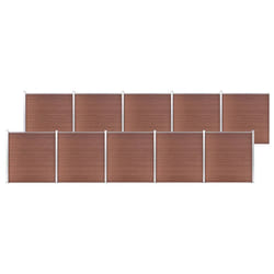 vidaXL Garden Fence WPC 1737x186cm Brown Outdoor Patio Privacy Barrier Screen