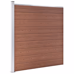 vidaXL WPC Fence Set 4 Square+1 Slanted 792x186cm Brown Privacy Barrier Screen - Additional view 5