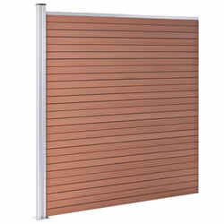 vidaXL WPC Fence Set 5 Square+1 Slanted 965x186cm Brown Privacy Barrier Screen - Additional view 6