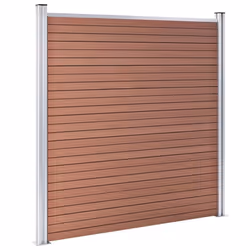 vidaXL WPC Fence Set 7 Square+1 Slanted 1311x186cm Brown Barrier Panel Screen - Additional view 3