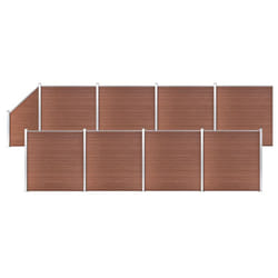 vidaXL WPC Fence Set 8 Square+1 Slanted 1484x186cm Brown Barrier Panel Screen