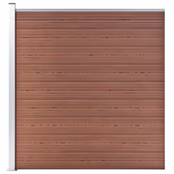 vidaXL WPC Fence Set 9 Square+1 Slanted 1657x186cm Brown Barrier Panel Screen - Additional view 4