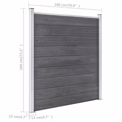 vidaXL Garden Fence WPC 526x186cm Grey Outdoor Patio Privacy Barrier Screen