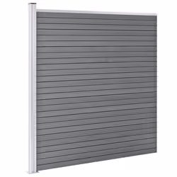 vidaXL Garden Fence WPC 699x186cm Grey Outdoor Patio Privacy Barrier Screen