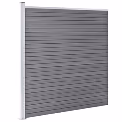 vidaXL Garden Fence WPC 872x186cm Grey Outdoor Patio Privacy Barrier Screen