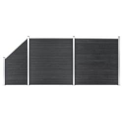 vidaXL WPC Fence Set 2 Square+1 Slanted 446x186cm Grey Barrier Panel Screen