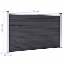 vidaXL Garden Fence WPC 353x106cm Grey Privacy Patio Barrier Panel Screen - Additional view 8