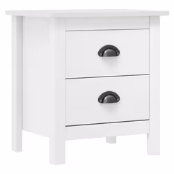 vidaXL Solid Wood Pine Bedside Cabinet Hill White Wooden Sideboard Bed Stand