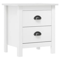 vidaXL Solid Wood Pine Bedside Cabinet Hill White Wooden Sideboard Bed Stand