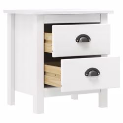 vidaXL Solid Wood Pine Bedside Cabinet Hill White Wooden Sideboard Bed Stand