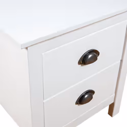 vidaXL Solid Wood Pine Bedside Cabinet Hill White Wooden Sideboard Bed Stand - Additional view 4