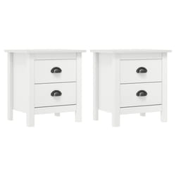 vidaXL 2x Solid Wood Pine Bedside Cabinet Hill White Sideboard Side Cabinet