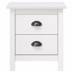 vidaXL 2x Solid Wood Pine Bedside Cabinet Hill White Sideboard Side Cabinet