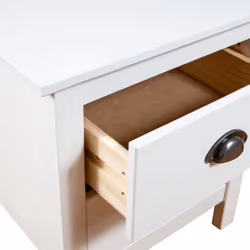 vidaXL 2x Solid Wood Pine Bedside Cabinet Hill White Sideboard Side Cabinet - Additional view 5