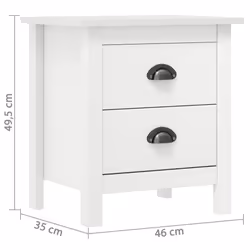 vidaXL 2x Solid Wood Pine Bedside Cabinet Hill White Sideboard Side Cabinet - Additional view 7