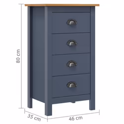 vidaXL Solid Wood Pine Sideboard Hill Grey 46x35x80 cm High Boy Side Cabinet - Additional view 3