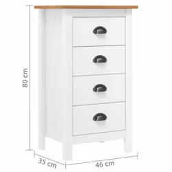 vidaXL Solid Wood Pine Sideboard Hill White 46x35x80 cm Storage Organiser - Additional view 3