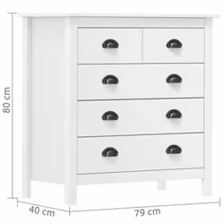vidaXL Solid Wood Pine Sideboard Hill White 79x40x80 cm Storage Organiser - Additional view 3