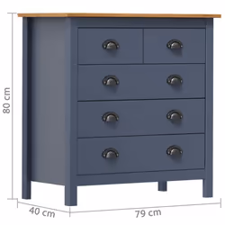 vidaXL Solid Wood Pine Sideboard Hill Grey 79x40x80 cm Wooden Side Cabinet - Additional view 3