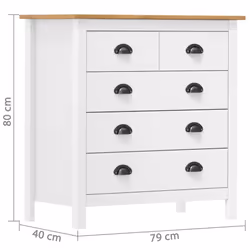 vidaXL Solid Wood Pine Sideboard Hill White 79x40x80 cm Storage Organiser - Additional view 6