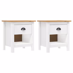 vidaXL 2x Solid Wood Pine Bedside Cabinets Hill Sideboard Bedroom Side Cabinet