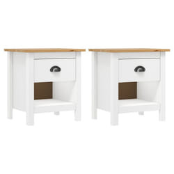 vidaXL 2x Solid Wood Pine Bedside Cabinets Hill Sideboard Bedroom Side Cabinet