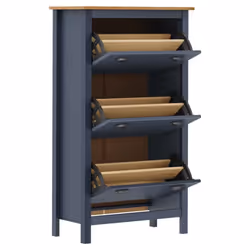 vidaXL Solid Wood Pine Shoe Cabinet Hill Grey Hallway Shoe Storage Cabinet - Additional view 2