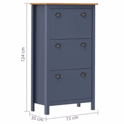 vidaXL Solid Wood Pine Shoe Cabinet Hill Grey Hallway Shoe Storage Cabinet - Additional view 3