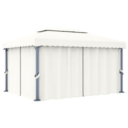 vidaXL Gazebo with Curtain 4x3m Cream White Aluminium Tent Canopy Marquee