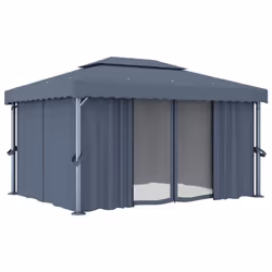 vidaXL Gazebo with Curtain 4x3m Anthracite Aluminium Party Tent Canopy Marquee