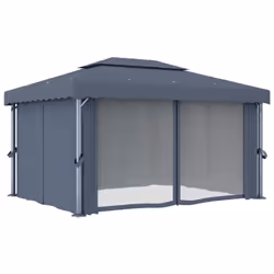 vidaXL Gazebo with Curtain 4x3m Anthracite Aluminium Party Tent Canopy Marquee